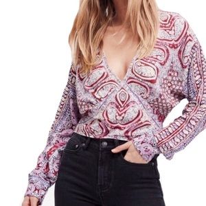 Free People Wild and Free Paisley Crop Top Blouse